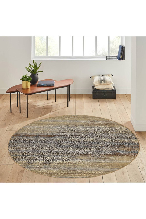 Dijital Baskı Yıkanabilir Kaymaz Taban Yuvarlak Halı Rvg7170