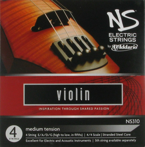 DADDARIO NS310 ELEKTRO VIOLIN TEL SETİ, NS, 4 TEL, SCALE 4/4, MED