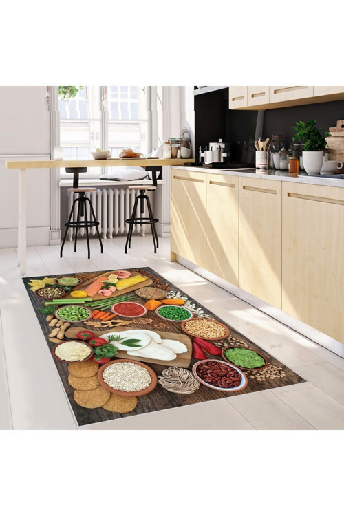 Dijital Baskı Yıkanabilir Kaymaz Taban Mutfak Halısı Lna2103-Sd261