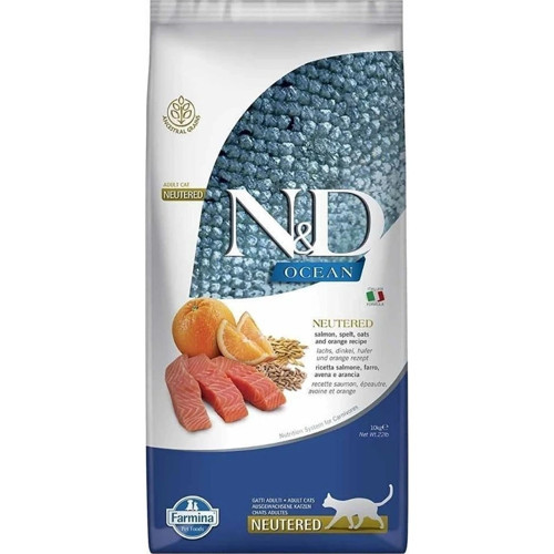 Ocean Somonlu ve Portakallı Kısırlaştırılmış Kedi Kuru Maması 10 Kg