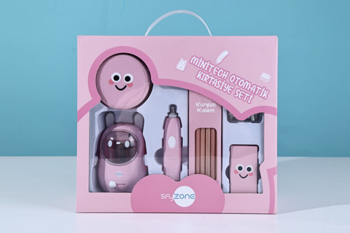 Minitech Otomatik Kırtasiye Seti Pembe