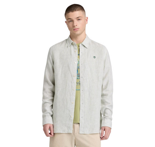 B0A44AFA7C1-R Timberland Mıll Brook Linen Striped Shirt (Regular) Erkek Gömlek Gri