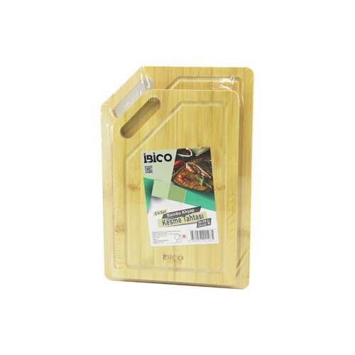 2PCS SETKIRIK KENARLI - OVAL DELİKLİ AHŞAP BAMBU KESİM PANOSU - KESME TAHTASI 18X28X1CM--22X32X1CM (
