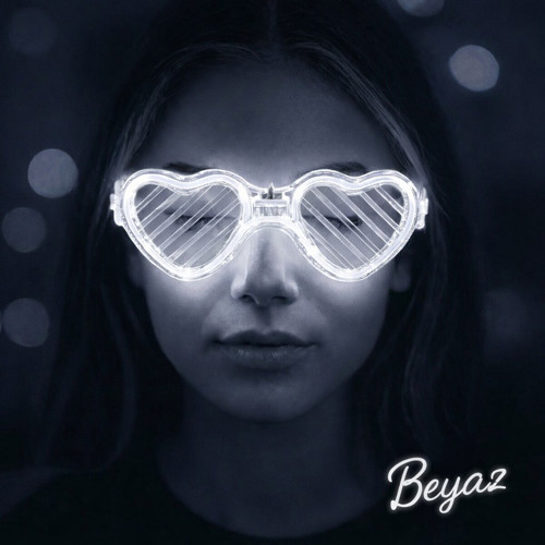 Beyaz LED Işıklı Kalp Gözlük – 3 Modlu Parti - Glow Gözlüğü (2)