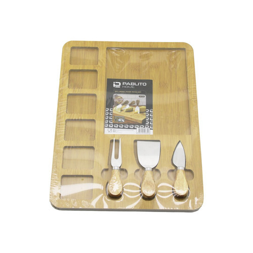 DİKDÖRTGEN 6+1 BÖLMELİ MDF KAHVALTI PEYNİR SUNUM PANOSU 3 BIÇAK=AHŞAP SAP 30X39.5CM (2)