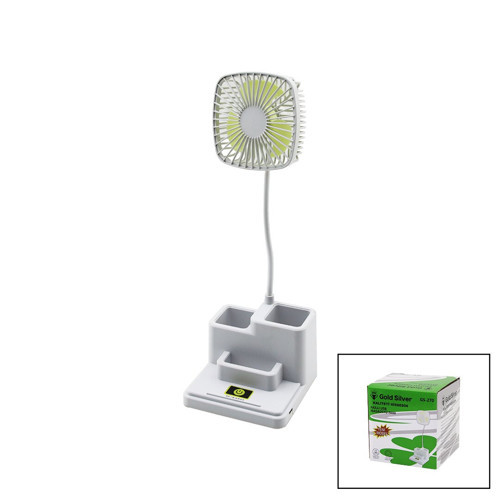KALEMLİKLİ MASAÜSTÜ VANTİLATÖR USB ŞARJLI FAN:8.9CM- AKROBAT AYAK=23CM+KALEMLİK:36.5CM TELEFONLUK GS