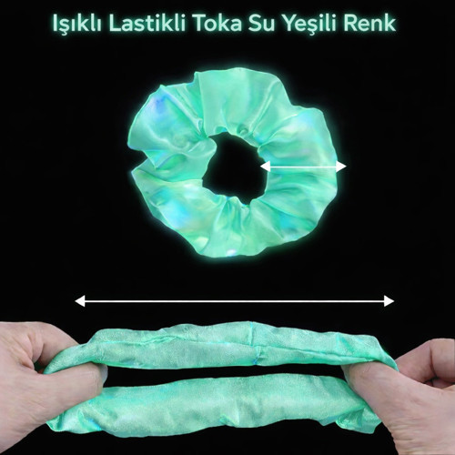 Mint Yeşili Renk Led Işıklı Lastikli Saç Tokası - 3 Modlu Festival - Parti Saç Tokası (2)
