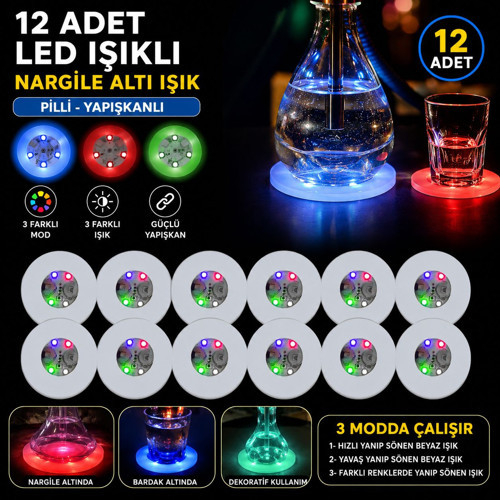 RGB LED Nargile Altı Işık 12’li Set (2)