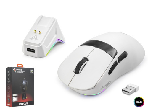 MF1216W TRI MODE Gaming Mouse RGB Manyetik Şarj Standlı 12000 DPI Bluetooth - Beyaz