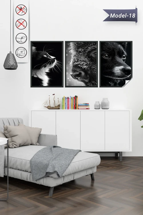 Statik Tutunma Özellikli Tablo - Poster Hayvan (Model- 18)