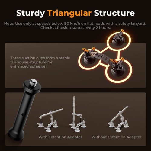 3 İn 1 Suction Cup Mount Kit + Extension Pole