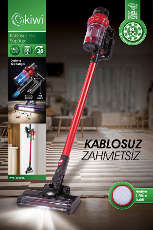 Kvc-4040bl Kablosuz Dik Süpürge Kırmızı