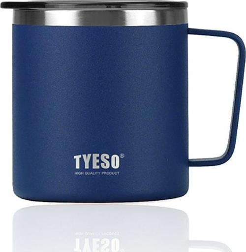 Termos Silviya Mug Vaku Mlu Paslanmaz Çift Duvarlı Termal Kapaklı 400 Ml Mavi