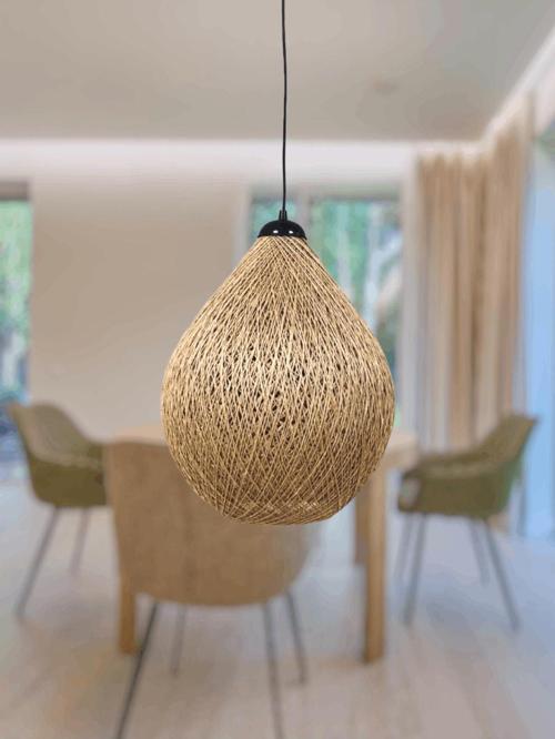 30 Cm X 36 Cm X 96 Rustik Jüt Halatlı Sarkıt Lamba Avize Keten Ip Başlık Küre Top Sarkıt Avize Damla