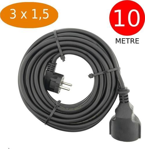 10 Metre Uzatma Kablosu 3 X 1,5 Mm Ttr Bakır Kablo Erkek Fiş Dişi Fiş Baskılı Seyyar Ara Kablo