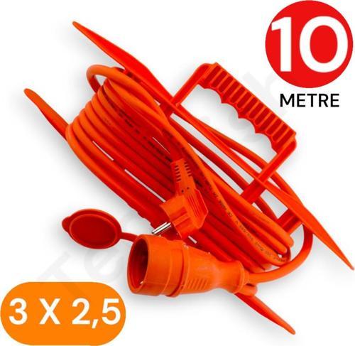 10 Metre Uzatma Kablosu 3x2,5 MM TTR Bakır Kablo Erkek Fiş-Dişi Fiş Baskılı