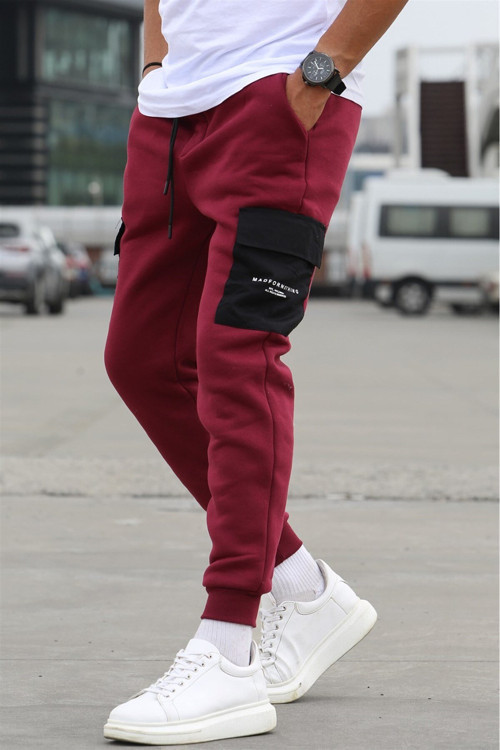 Bordo Cep Detaylı Eşofman Altı 5475
