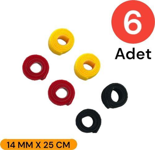 14 MM X 25 CM Kablo Düzenleyici Kablo Bağı Cırt Cırt Bant Sök Tak Kullan 6 Adet