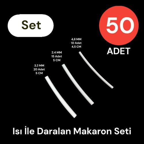 ISI İLE DARALAN MAKARON SETİ 50 ADET BEYAZ 3.2 20 + 2.4 15 + 1.5 15 ADET