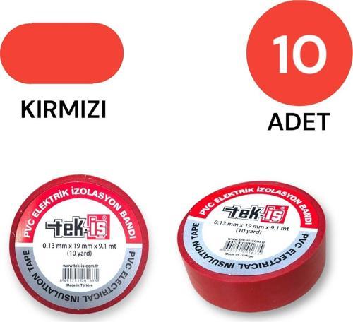 Izole Bant Elektrik Bandı Kırmızı 10 Adet