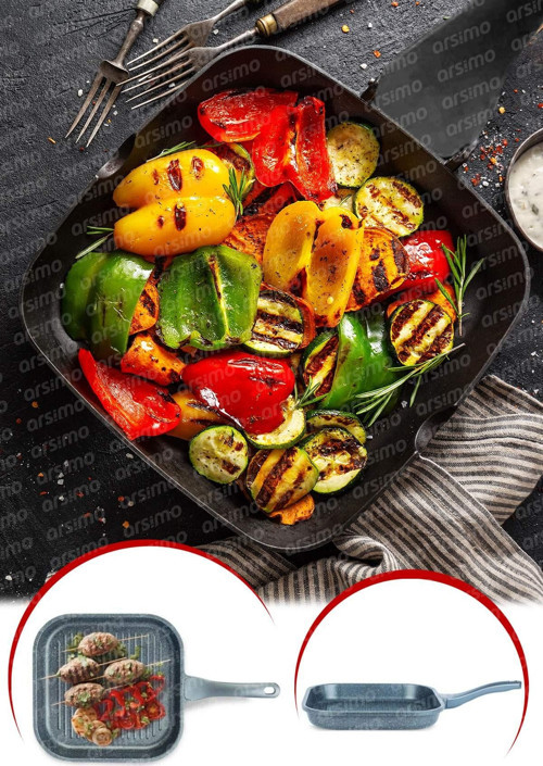 Döküm Granit Grill Tava Kare 28x28