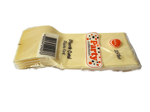 Plastik Krem Renkli Lüx Parti Doğum Günü Çatal - 18 Cm. - 25 Adetlik Paket
