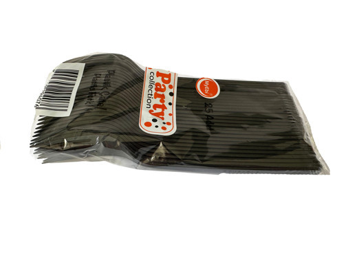 Plastik Çatal Siyah Renkli Parti Piknik Davet Doğum Günü Çatalı - 18 Cm. - 25 Adetlik Paket