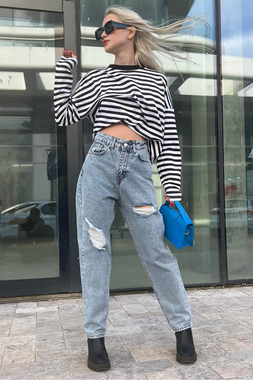 Mad Girls Mavi Yırtık Jean Mg1156