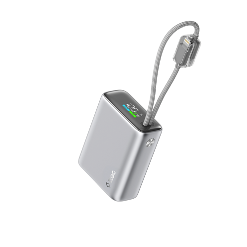 ReCharger Pro TFT 10.000mAh PD 35W USB-C ve Lightning Dahili Kablolu Taşınabilir Hızlı Şarj Aleti Powerbank