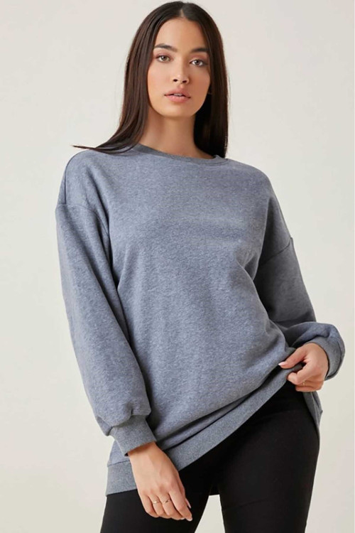 Mad Girls Gri Basic Sweatshirt Mg806