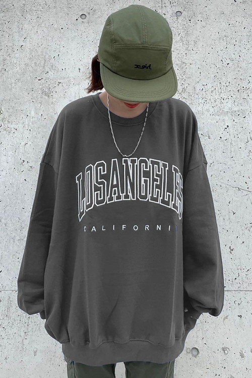 Mad Girls Füme Baskılı Oversize Kadın Sweatshirt Mg780