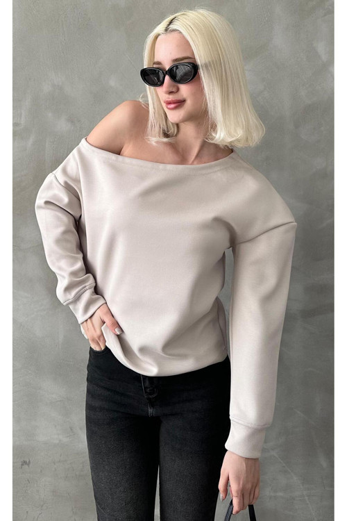 Taş Kayık Yaka Basic Sweatshirt Mg2228