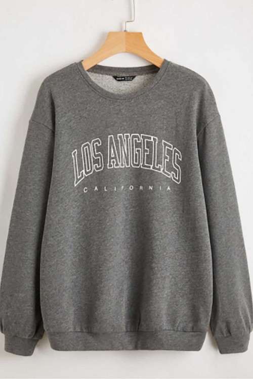 Mad Girls Koyu Antrasit Baskılı Oversize Kadın Sweatshirt Mg780