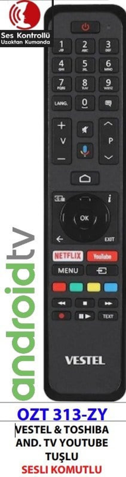 &TOSHIBA AND.TV YOUTUBE TUŞLU SES KOMUTLU KUMANDA OZT 313-ZY /CT-8556