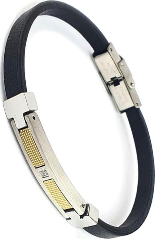 Swarovski Taş Detaylı 316L Çelik Siyah Deri Erkek Bileklik