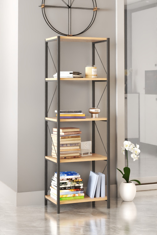 Dizayn Motion Metal İSkelet Çok Amaçlı Raflı Dolap Ofis Dolabı Atlantik Çam