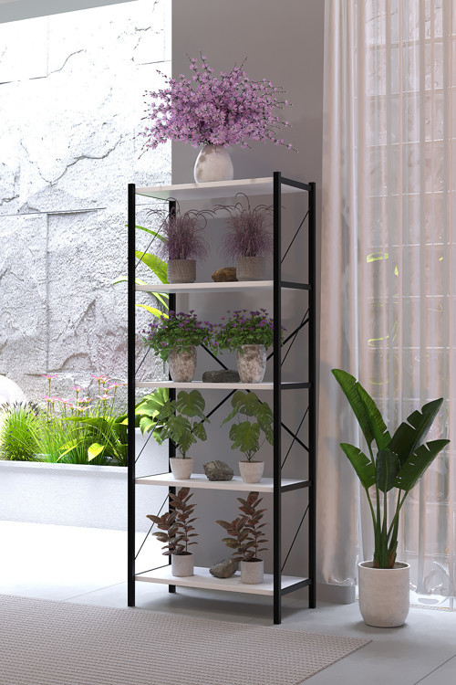 Lavanta 5 Katlı Metal Çiçeklik Saksılık Standı 150 Cm Dekoratif Bitki Rafı Balkon Salon Bahçe Çiçek Standı