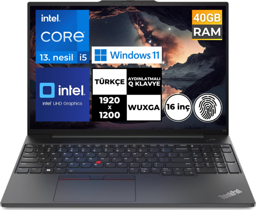 ThinkPad E16 Gen1 i5-1335U 40GB 256 GB SSD 16" WUXGA Windows 11 Home 21JN0005TX BT19