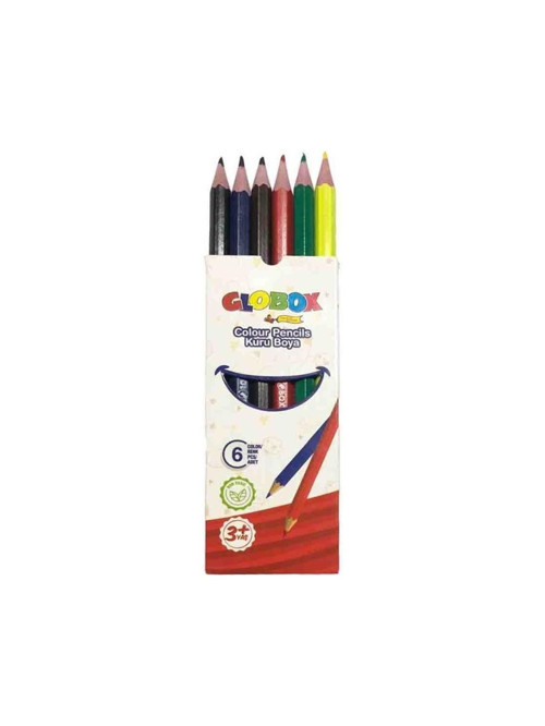 Kısa Kuru Boya Kalemleri 6 Renkli 11 cm Çocuklar İçin Eğlenceli Sanat