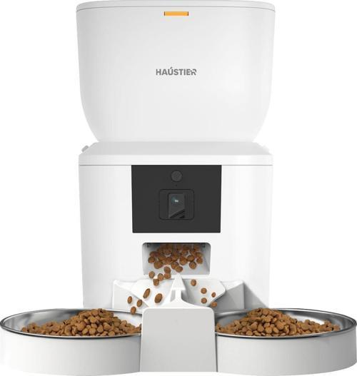QQ025-Dual Kameralı Akıllı Kedi Köpek Otomatik Mama Kabı, 480P Kamera, 4lt Hazne, Çift Metal Kase