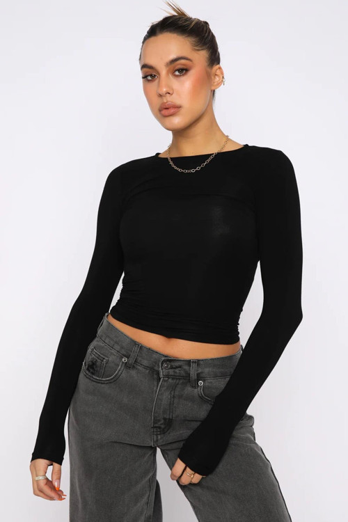 Siyah Basic Slim Kadın Body Mg1994