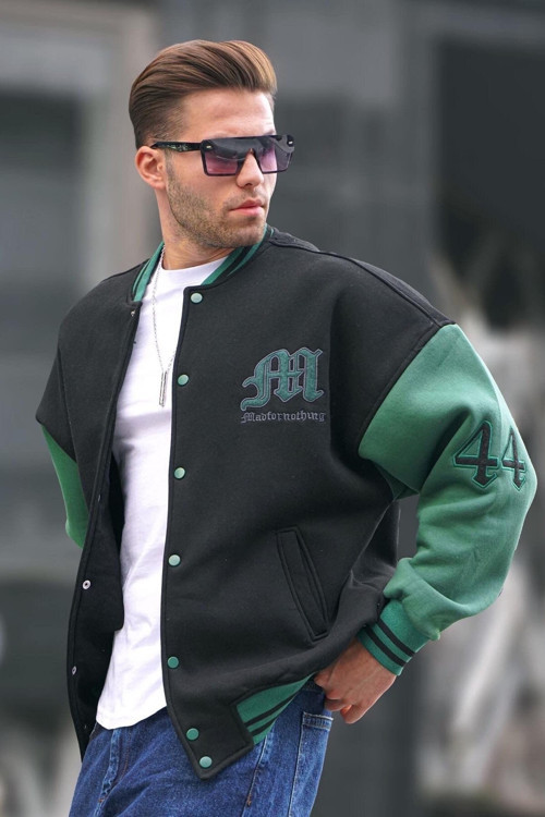 Siyah Nakışlı Over Fit Bomber Ceket 6020