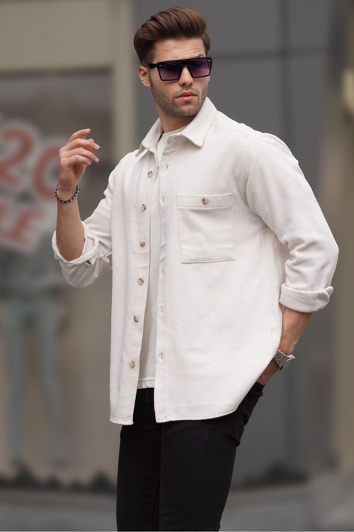 Ekru Regular Fit Basic Erkek Gömlek 6725