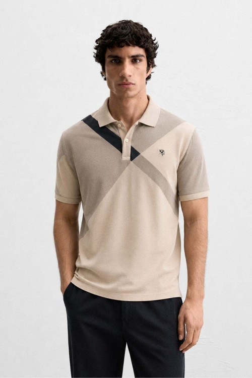 Bej Desenli Polo Yaka Erkek Tişört 6081