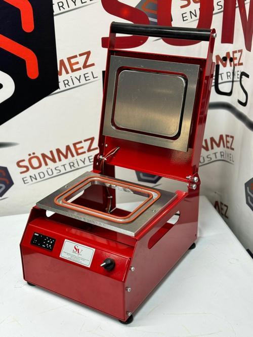 SV 350 Manuel Tekli Kase Tabak Kapatma Makinesi Red