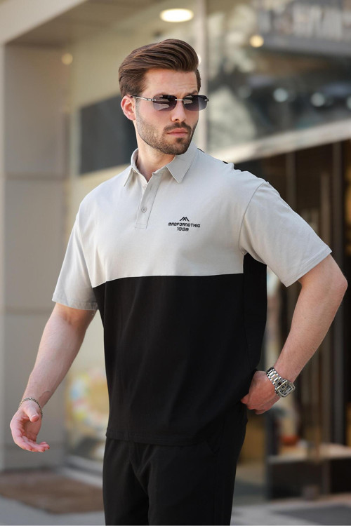 Siyah Polo Yaka Erkek Tişört E7116