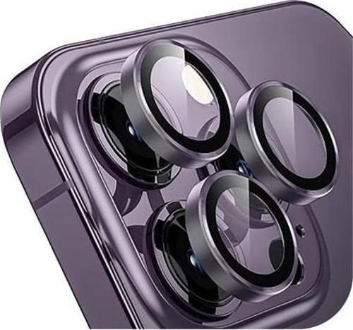 Iphone 14 Pro / 14 Pro Max İle Uyumlu Darbeye Dayanıklı Mekanizmalı Safir Kamera Lens Koruyucu Mor