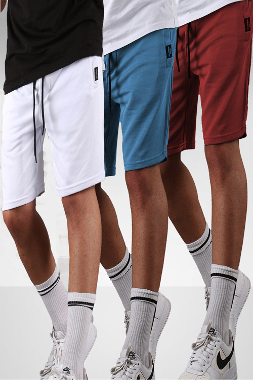 Beyaz-Mavi-Bordo Regular Fit 3'Lü Şort Seti 5790