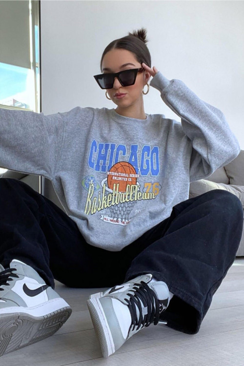 Mad Girls Gri Sweatshirt Mg742