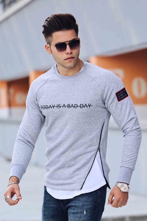 Baskılı Gri Sweatshirt 2101